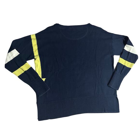 Lisa Todd Navy Arrow Instarsia Cotton Sweater Women’s Large preppy casual winter - Picture 2 of 7